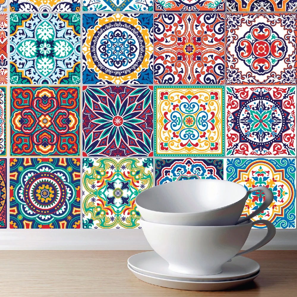 European 3d Wallpaper Moroccan Style Wall Stickers Waterproof Kitchen