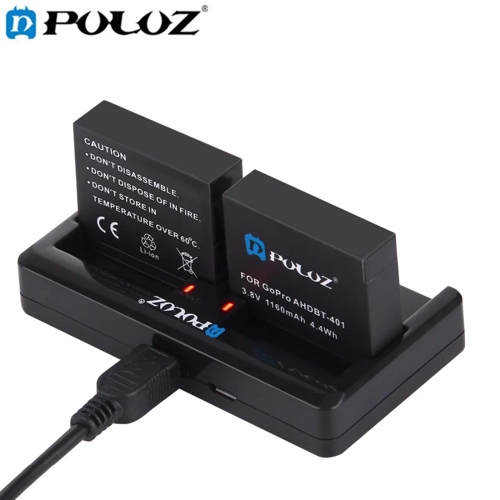 

PULUZ For Go Pro Accessories 2-channel Charger for GoPro HERO4 HERO3+ HERO3 HERO 4 /3+ / 3 (AHDBT-301/201, AHDBT-401)