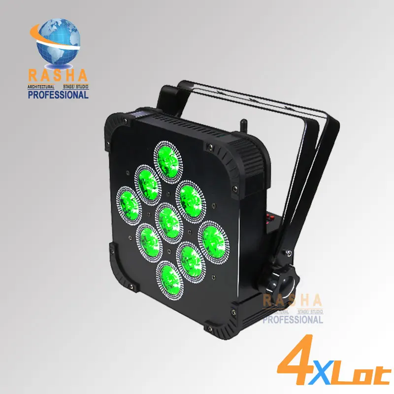 

4X Rasha Hex 9*18W 6in1 RGBAW+UV Built in Wireless DMX512 LED Flat Par Can,LED Profile Par Light,Disco Stage Light