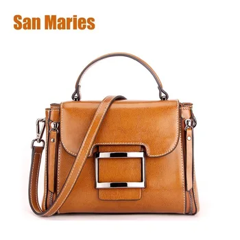 

San Maries Luxury Cow Leather Crossbody Bag Handbags Women Famous Brands Shoulder Bags Female High Quality Designer Casual Totes