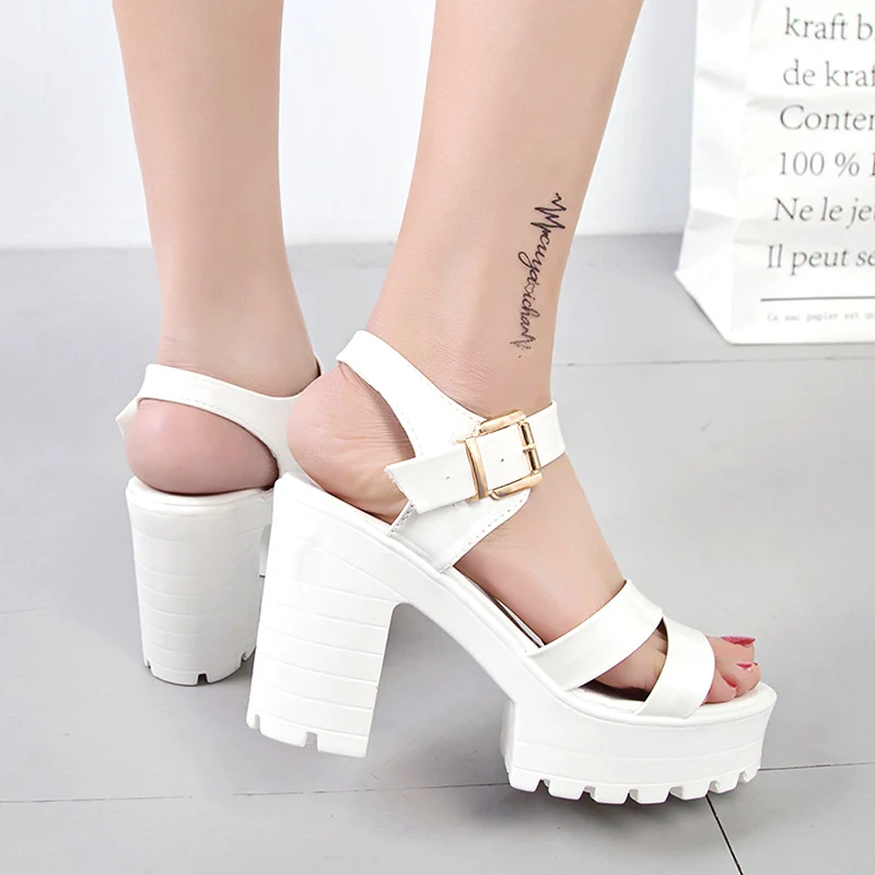 

Summer High Heels Fashion Women Square Heel Sandals Casual Shoes Woman Slides Lady Slippers Sandalias Mujer Buckle Strap Sandals
