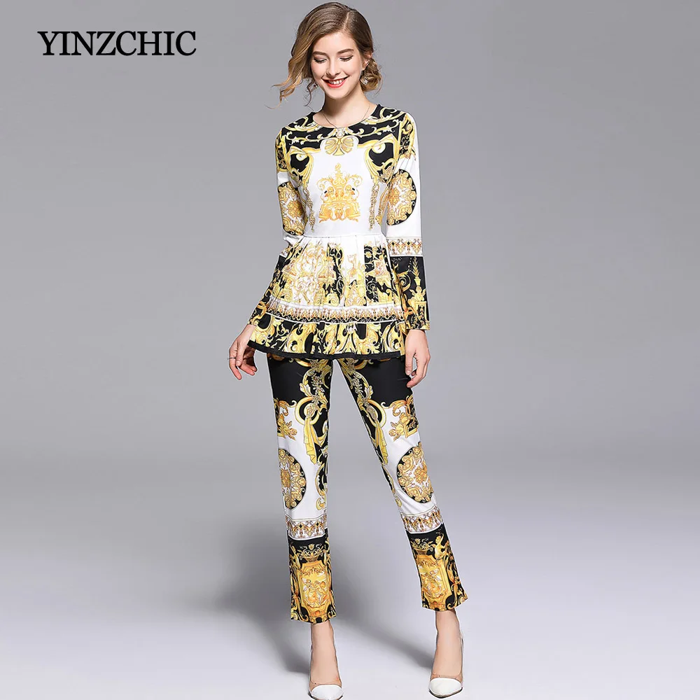 

New Woman's Autumn Blouse Pants Suits 2018 Female Summer Two-Pieces Sets Office Lady Work Party Blouses + Pencil Trousers Sets