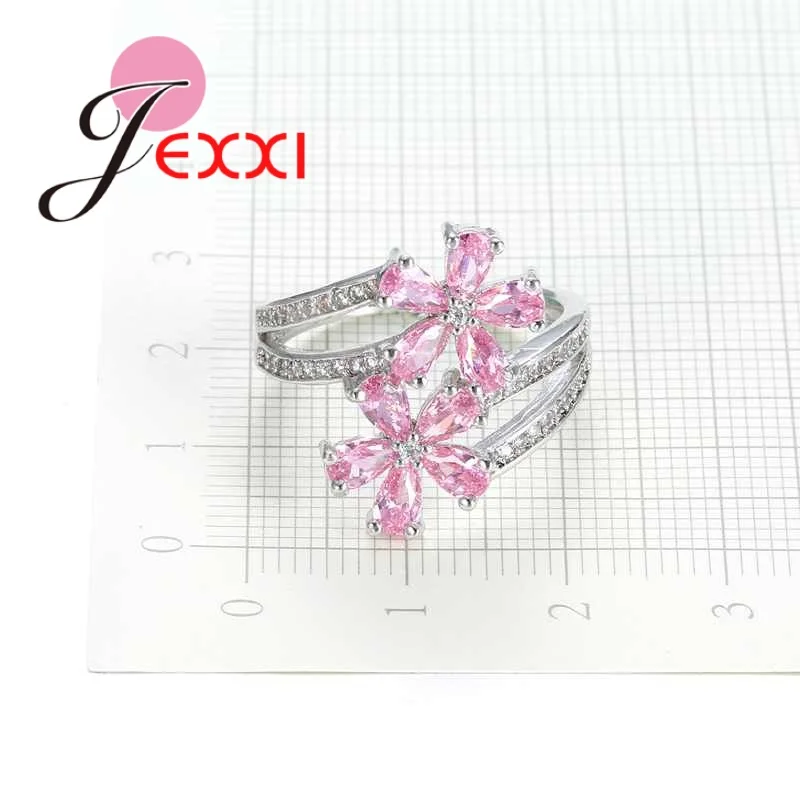 Милые ювелирные изделия с венком с розовым австрийским кристаллом 925 пробы Серебряное кольцо женские вечерние Enagaement высокое качество