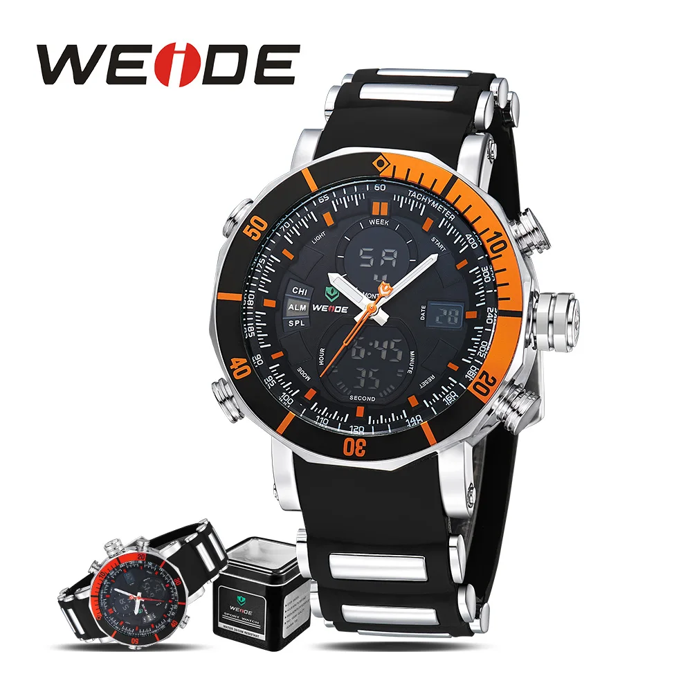 

WEIDE Men Watch Luxury New Watch Men Quartz Relogio LCD Digital Watches Military Analog Waterproof Clock Electronic Men Watches