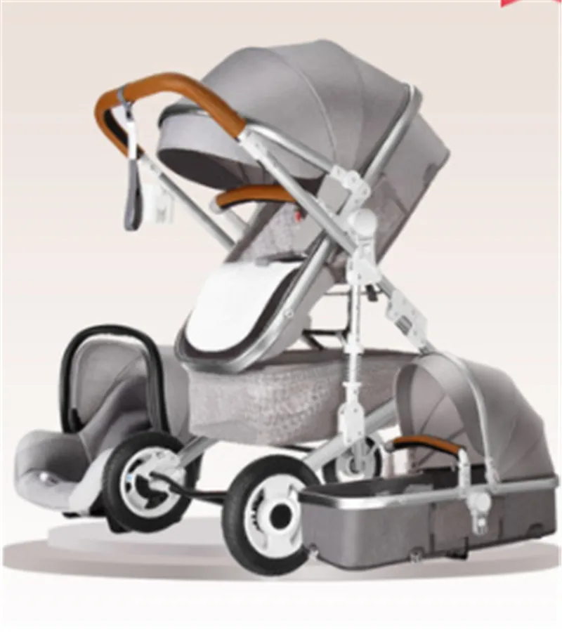 3 в 1 многофункциональная детская коляска, складная коляска с высоким пейзажем, золотисто-красная детская коляска, коляска для