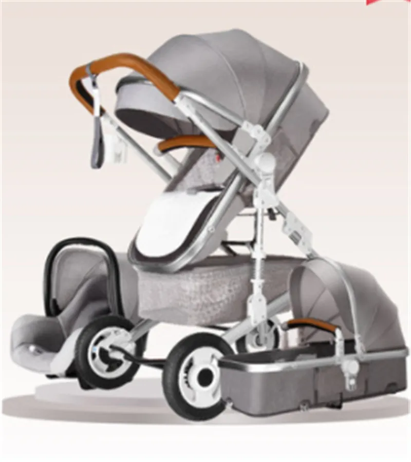 

3 in 1 Multifunctional Baby Stroller Folding Carriage High Landscape Gold Red Baby Stroller Newborn Stroller Mother Assistant