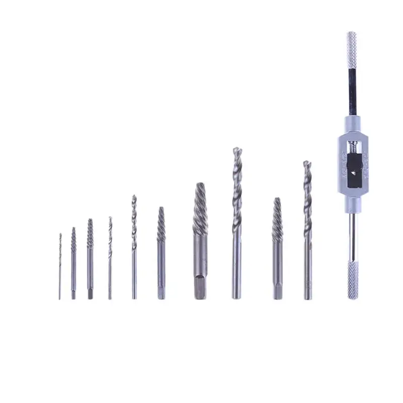 11pcs Screw Extractor Broken Bolt Remover Drill Guide Bits Extractors Kit with Holder