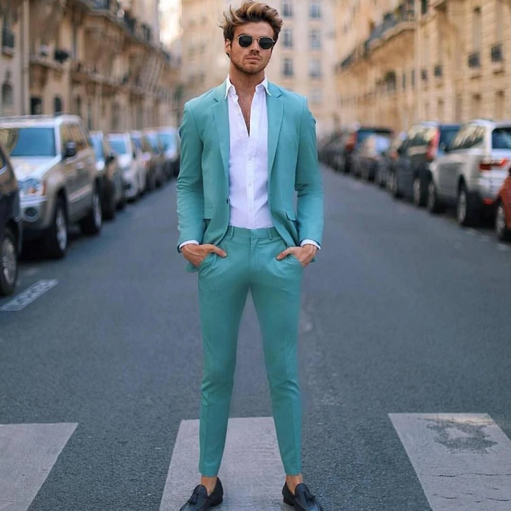 Traje de fiesta ajustado para hombre, traje Formal con y para boda y playa|Trajes| - AliExpress