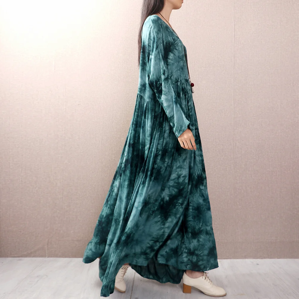 Rose Été O Vert Lin cou Printemps lavande Longues Coton À Manches Robe 2018 Femmes Robes Taille Plus Longue Lâche La z7SUgxqwXn