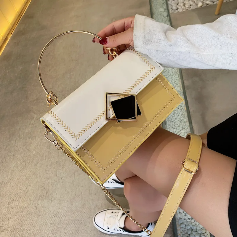 

Square Lock Fashion Contrast Color Chain Shoulder Women Small Messenger Bag Flap Designer Crossbody Bag Metal handle Handbag