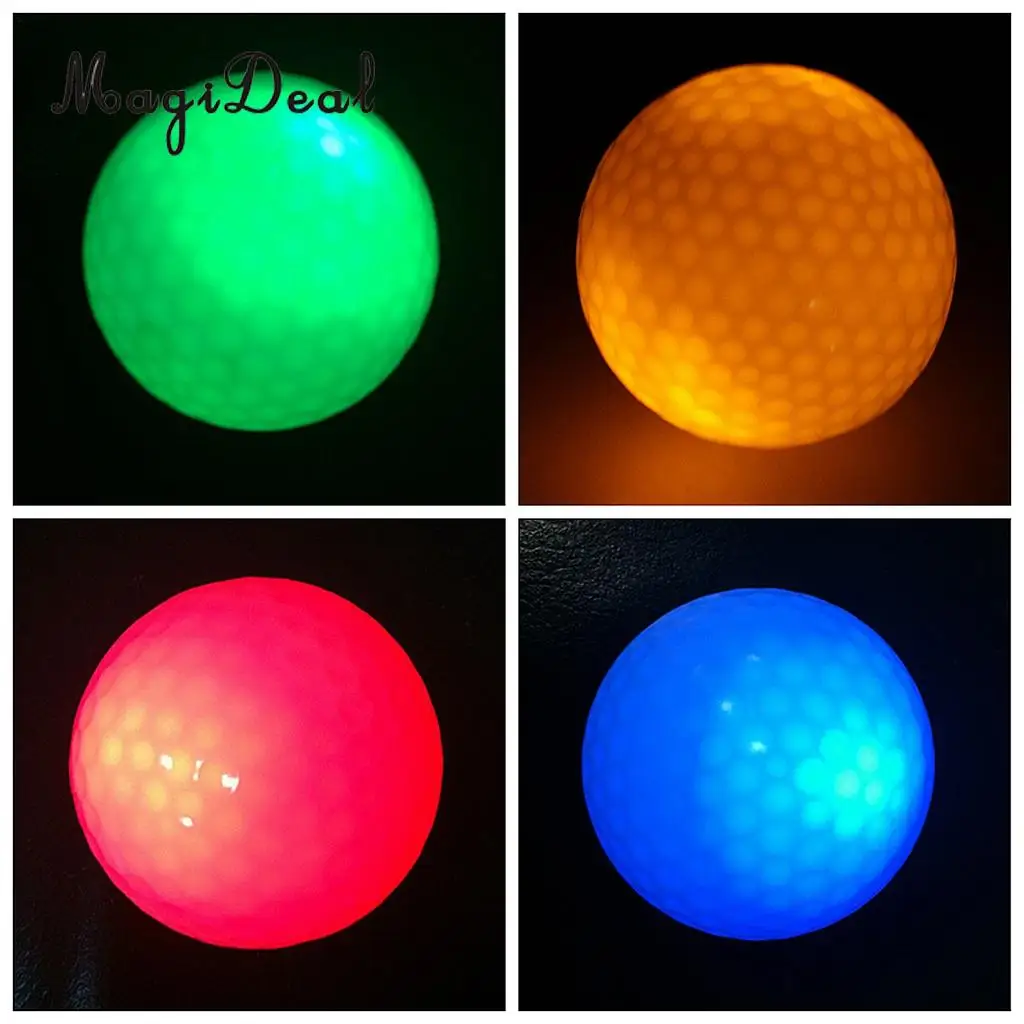 MagiDeal 4 Pieces Glow In Dark LED Light Up Golf Ball Official Size Tournament Ball, Mixed LED Color