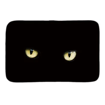 

Black Cat Printed Indoormat Soft Door Mat Short Plush Bathroom Floor Mats Carpet Printed With Cat's Eyes