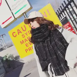 PzWxWzl 2018 зима полосатый шарф дамы корейской версии утолщенной кашемир Джокер платок двойного назначения единичный выпуск волос