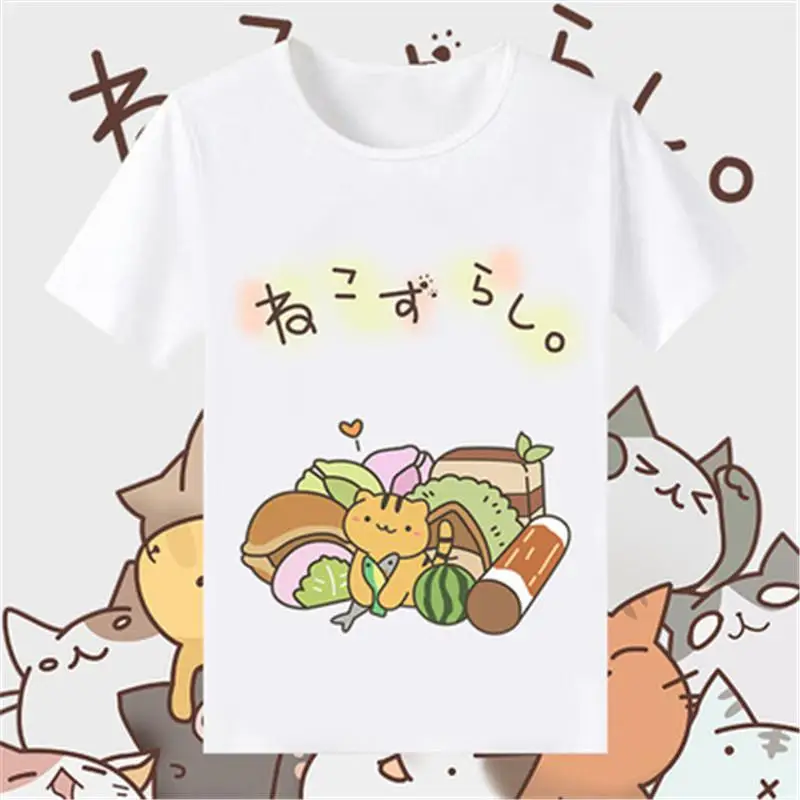 Женская футболка Kawaii с коротким рукавом, летние топы в стиле Лолиты, Япония, аниме, повседневная, кошка, графическая, Vogue, Kawaii, футболка для девочек, милый кот, блуза - Цвет: cat24