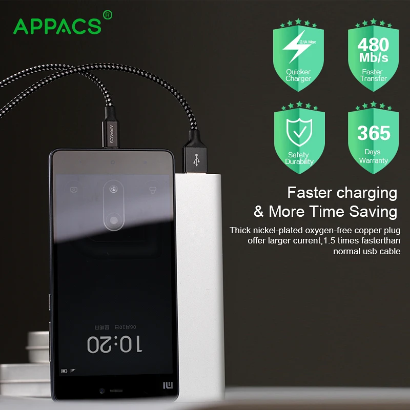 APPACS 1 м 2 м 2.4A type-C USB кабель Быстрая зарядка данных для MacBook/Xiaomi 4C/Letv/huawei/Nexus 5X/OnePlus 2 usb3.0/LG