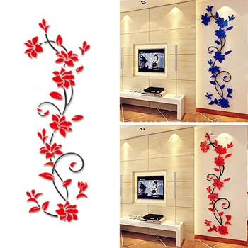 

60cmx200cm Large 3D Vase Flower Tree DIY Removable Art Crystal Vinyl Wall Stickers Decal TV Background Mural Home Decor