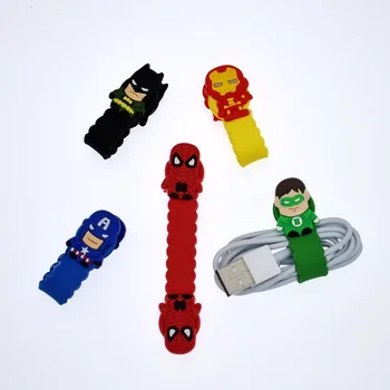 

50pcs/lot Superhero Style Headphone Earphone Cable Wire Organizer Cord Holder USB Charger Cable Winder For iphone samsung lines