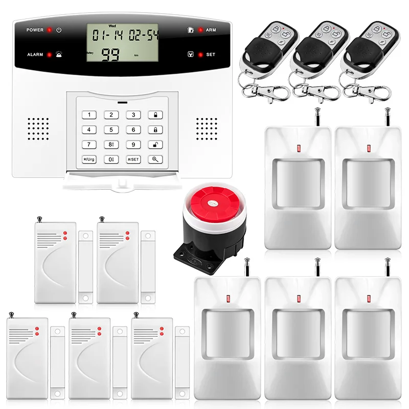 Russian English Spanish France voice GSM Alarm System Smart Home Security with LCD keypad Controlled by Remote by SMS & Calling