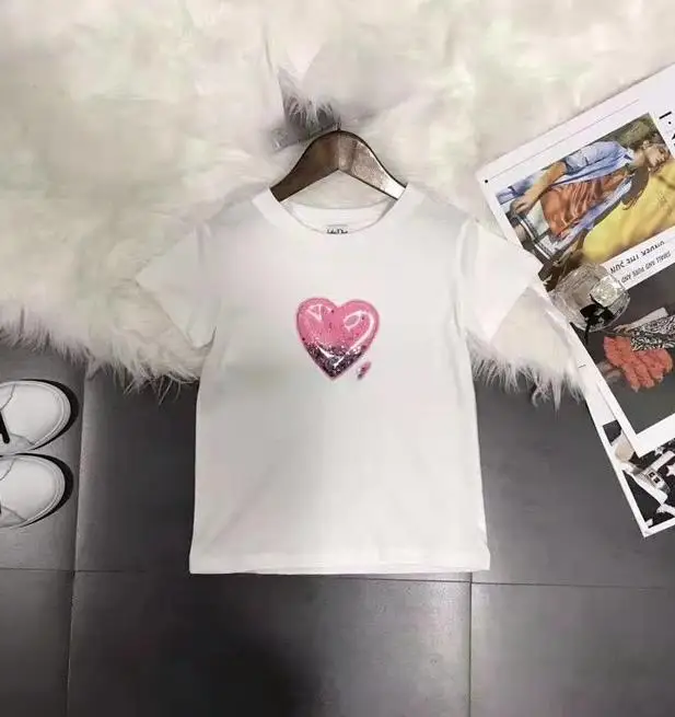 

Girl's Summer cotton casual white T-shirt