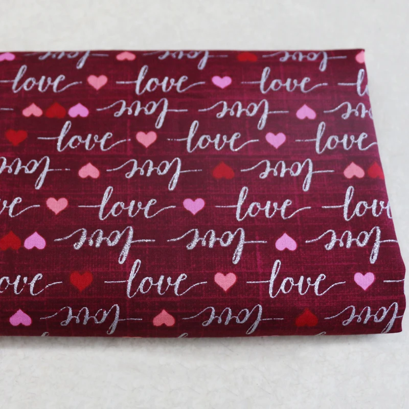 Серебряное Тиснение хлопок текстиль любовь сердца ручной работы diy ткань для одежды