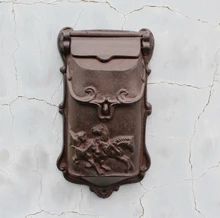 Cast Iron Mailbox Postbox Mail Box Wall Mount Metal Post Letters Box Garden Yard Patio Lawn Outdoor Art