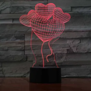 

3d led lamp light usb night Veilleuse Love Hesrt balloons Creative Valentines Day Gift 7 Colors Changing Lamparas Acrylic Crafts