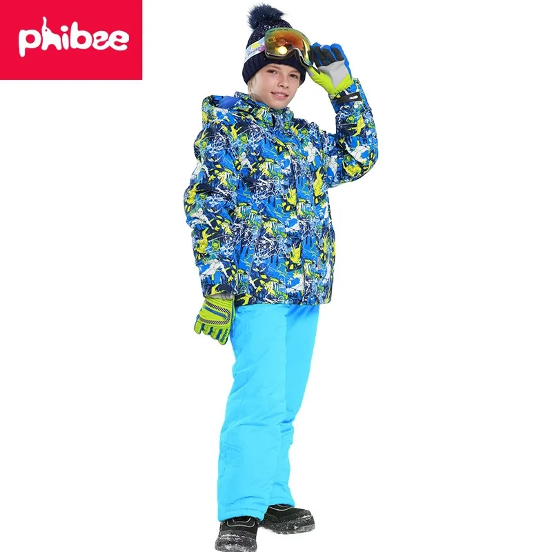 Зимние комплекты для мальчиков, водонепроницаемая ветрозащитная детская теплая лыжная куртка, штаны, детские спортивные костюмы с капюшоном для мальчиков