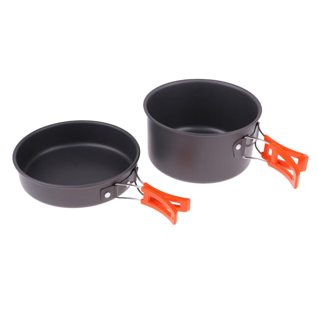 Foldable Non Stick Aluminium Pot Pan Kettle Camping Non-stick Cook Cooking Cookware Set for Outdoor Camping Hiking Picnic BBQ