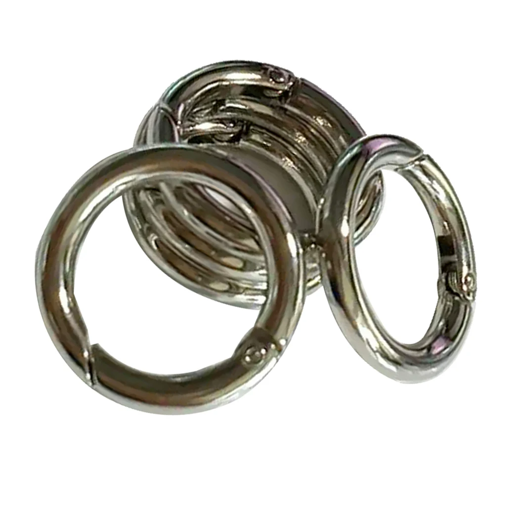fityle 5pcs Round Push Gate Snap Hooks Spring Ring Clasp Buckle Camping Carabiner 28mm