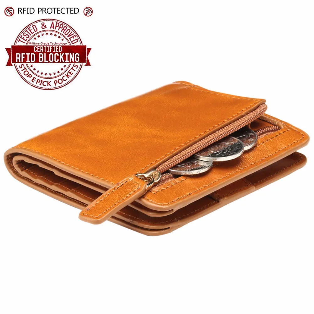 Beste 2018 nieuwe Olie Wax Lederen Portemonnee Vrouwelijke Portefeuilles met Rits Coin Bag Lederen Vrouwen Portefeuilles Kleine Korte Portemonnees voor vrouwelijke