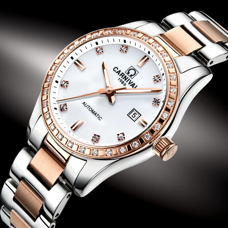 Switzerland Carnival Women Watches Luxury Brand ladies Automatic Mechanical Watch Women