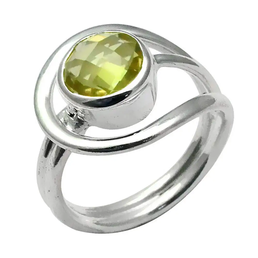 

Genuine Green Amethyst Ring 925 Sterling Silver,USA Size :7, 2SR0073