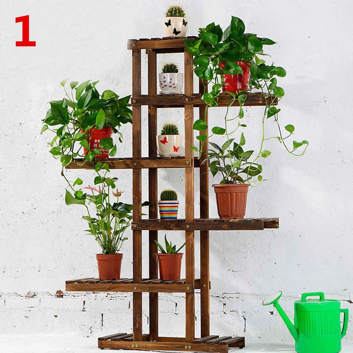 

Wooden Plant Flower Shelf Stand Indoor Outdoor Garden Flower Planter Rack Nursery Pot Holder Hom Balcony Display Rack 2019 New