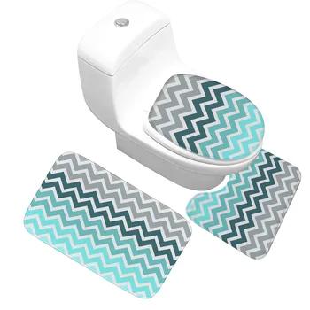 

Sea Ripple Bathroom Simple Style Absorbent Bath Mat Decoration 3Pcs/Set Bath Rug Toilet Mat Thickened Flannel Bath Carpet