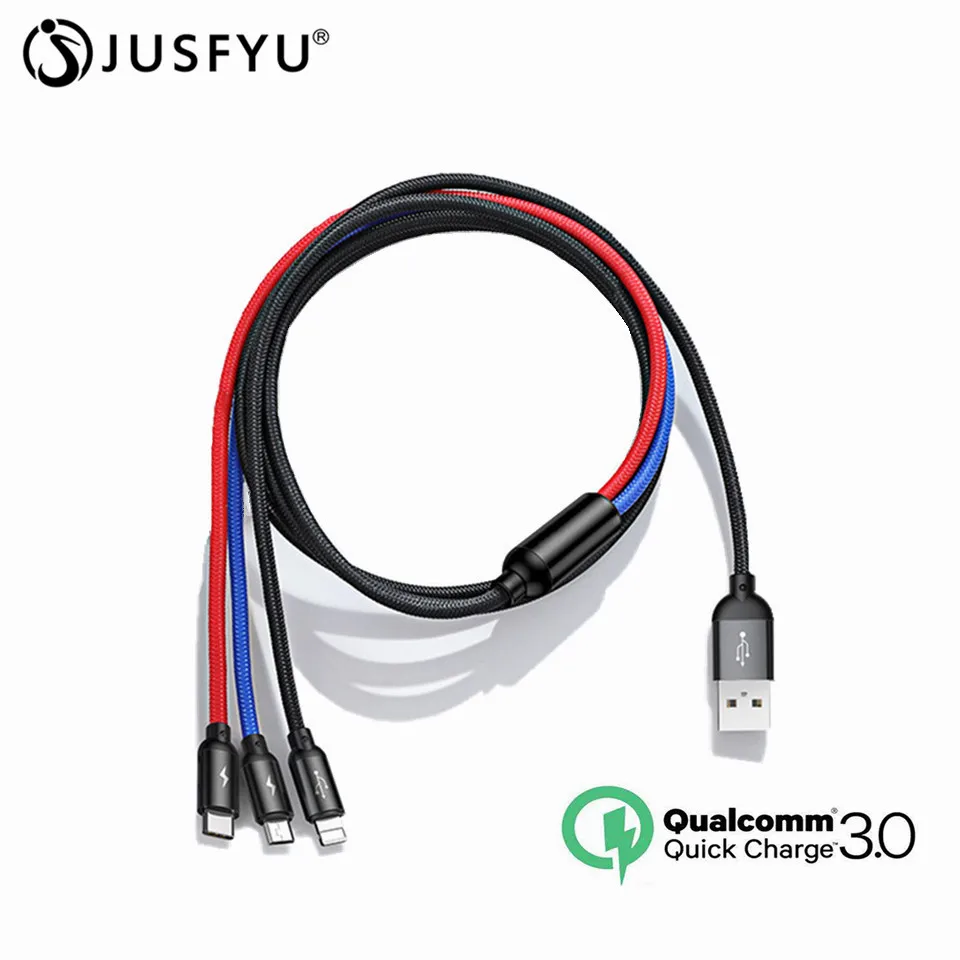 

0.45m/1.2m 3 in 1 Cable Micro usb Type C 3.5A Fast Charging Phone Microusb Type-C Charger usb c For iphone X XS XR huawei xiaomi