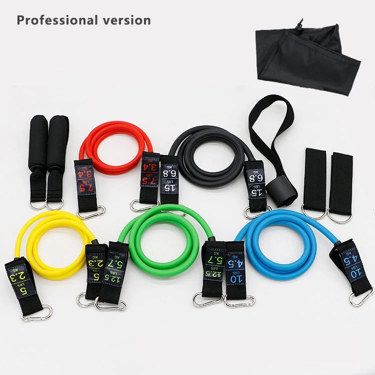 11Pcs/Set Latex Resistance Bands Yoga Exercise Fitness Band Rubber Loop Tube Bands Pull Rope Gym Door Anchor Ankle Straps - Цвет: Set A