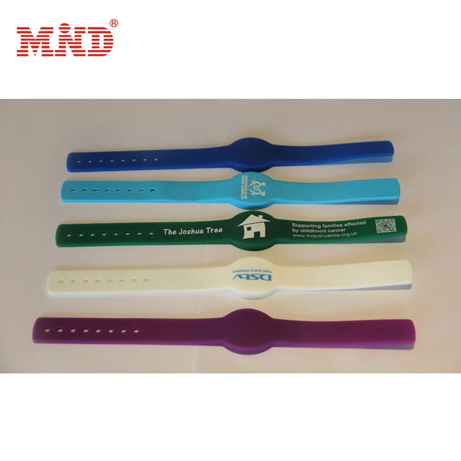 

100 Pcs RFID Silicone Wristband with TK4100/ F08/ Ntag215 Chip in Access Control Face Printing Code