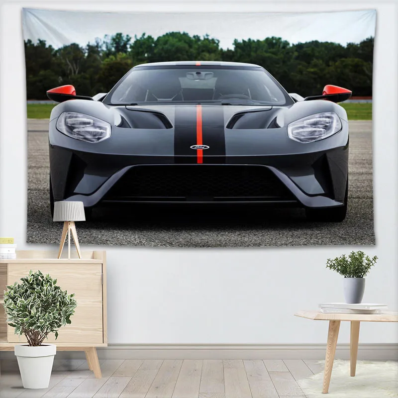 Cars Tapestry Modern Black Vehicle Style Print Wall Hanging Decor