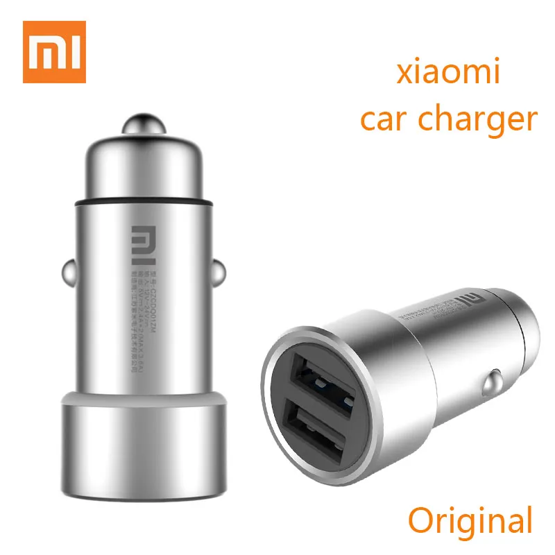 Original Xiaomi Car Charger Dual USB Ports Fast Charging Universal Car Charger for Xiaomi Samsung iPhone iPad ETC Metal Casing