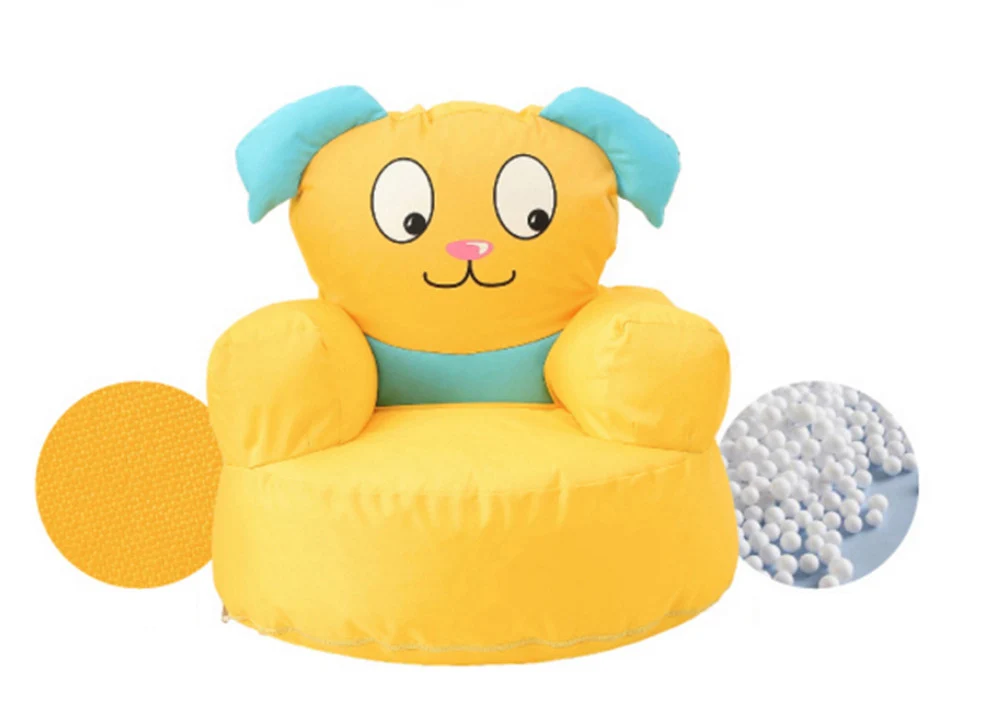 Fancytrader Kids Mini Sofa Cartoon Dog Beanbag Kids Fluffy Yellow Puppy Seat Filled with Particle2