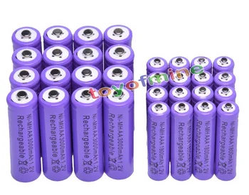 

16AA +16 AAA 1.2V 1800mAh 3000mAh NiMH Purple Rechargeable Battery Cell