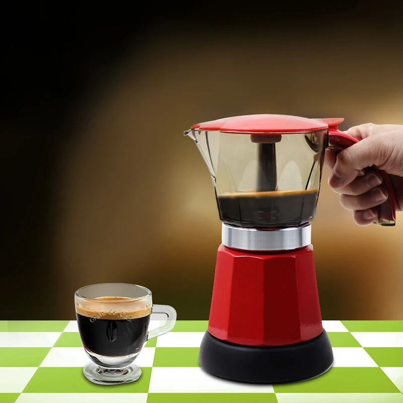 YRP 6 Cups Portable Electric Coffee Maker Espresso Moka Coffee Pot Italian Espresso Mocha Latte Per