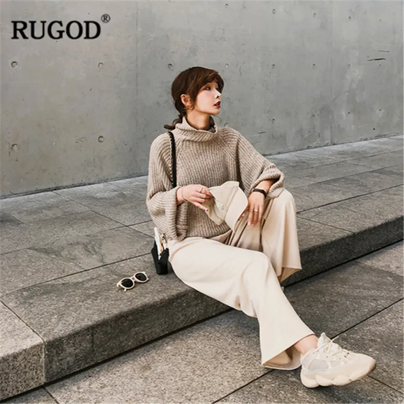 

RUGOD Vintage Turtleneck Women Pullovers Solid Casual Women Sweater Knitted Elegant Women Tops Winter Clothes sueter mujer
