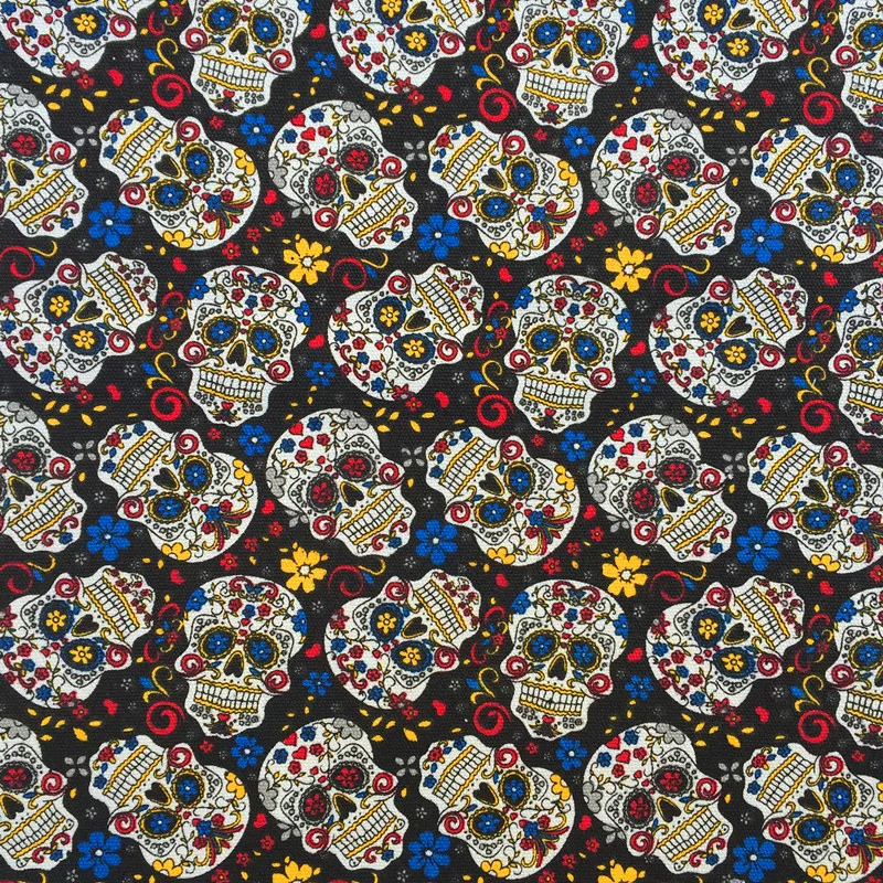 

90 x 140 cm horror colorful skull fabric cotton polyester canvas fabric pillows cushions table cloth sewing textiles
