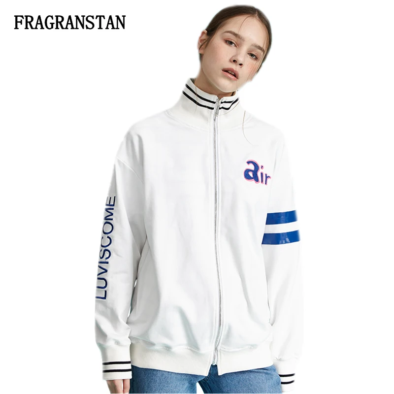 Весна осень женский воротник-стойка куртка с длинными рукавами женская модная верхняя одежда с вышитым буквенным принтом высокое качество Свободное пальто 851