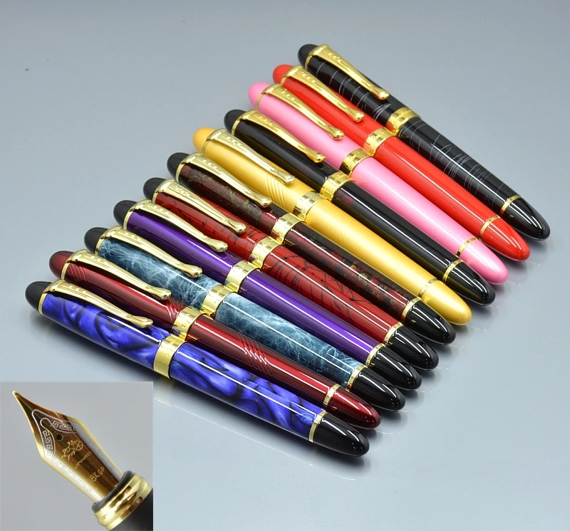 JINHAO X450 класса люкс 0,5 или 1,0 мм наконечник Металл Китайская каллиграфия перьевая ручка, канцелярские принадлежности для офиса, школьные принадлежности, бренд ручек молочного цвета