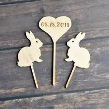 Деревянный Топпер сердца для свадьбы, Топпер торта даты кролика Дата Топпер для торта в форме сердца, Топпер свадебного торта, индивидуальный торт t