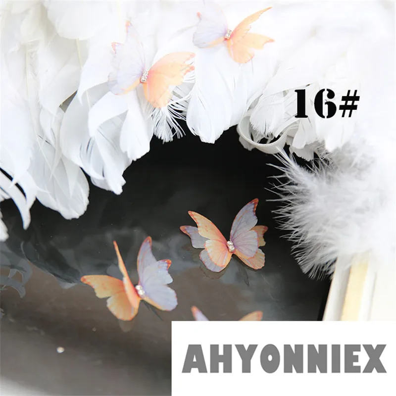 AHYONNIEX двухслойная атласная шифоновая пряжа нашивки бабочки Пришивные аппликации