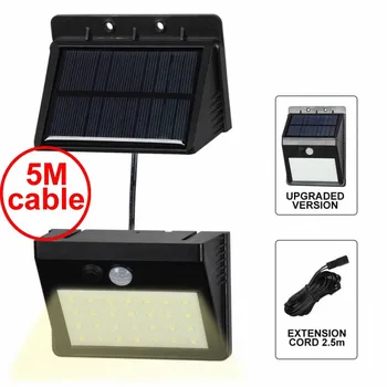 

30 led 500lm solar light split mount pIR motion 3 senser Led Garden Solar Lamp Mot I 5M cable street wall lamp for deck garage