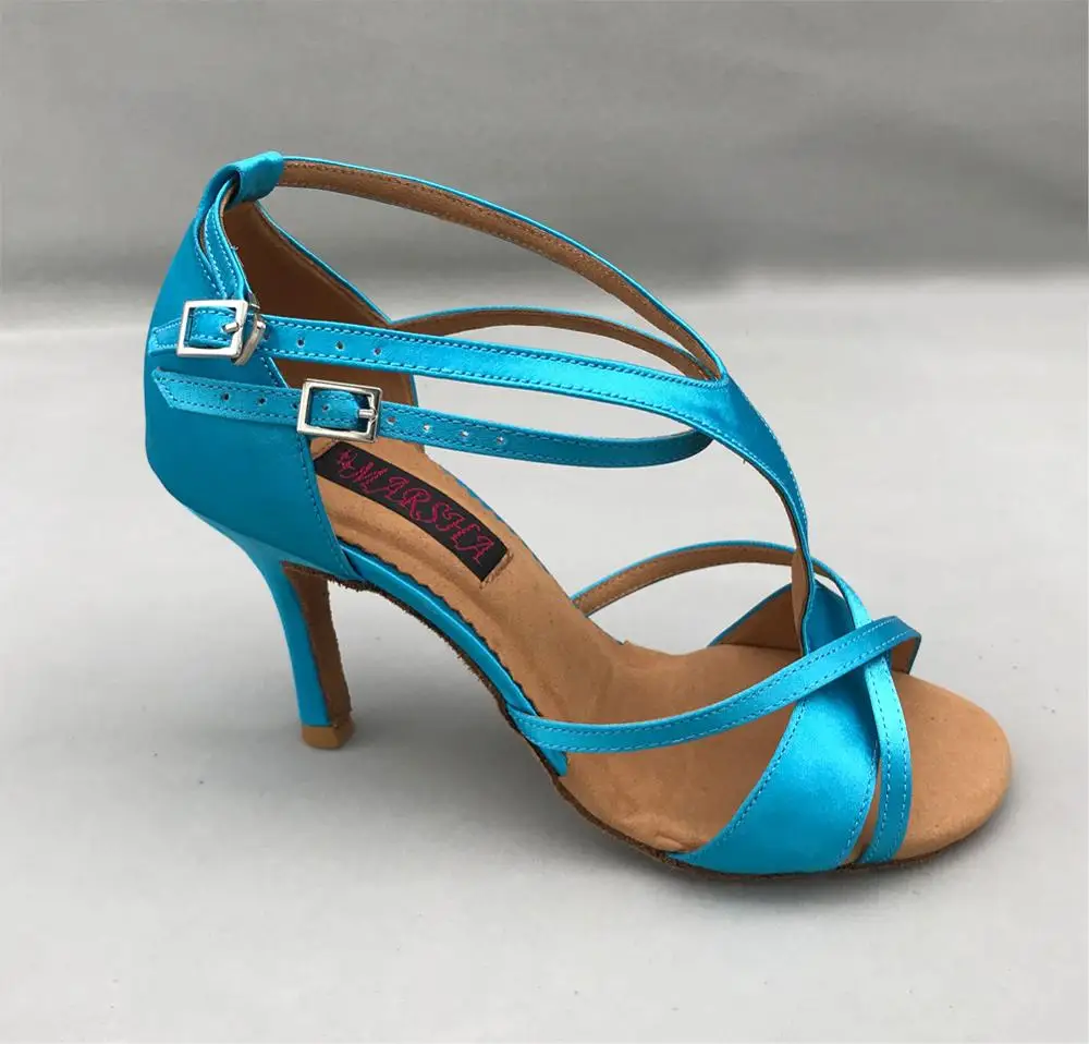 Модная женская обувь для латиноамериканских танцев бальные туфли Сальса Танцевальная обувь для танго и свадьбы 6252BL замшевая подошва